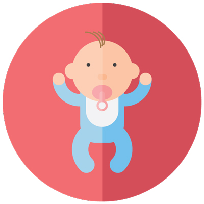 illustration of baby with pacifier