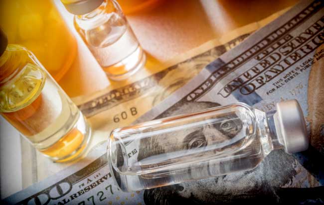 image of drugs and dollar bills for Gulf Breeze Recovery non-12 step holistic drug and alcohol treatment center in Florida