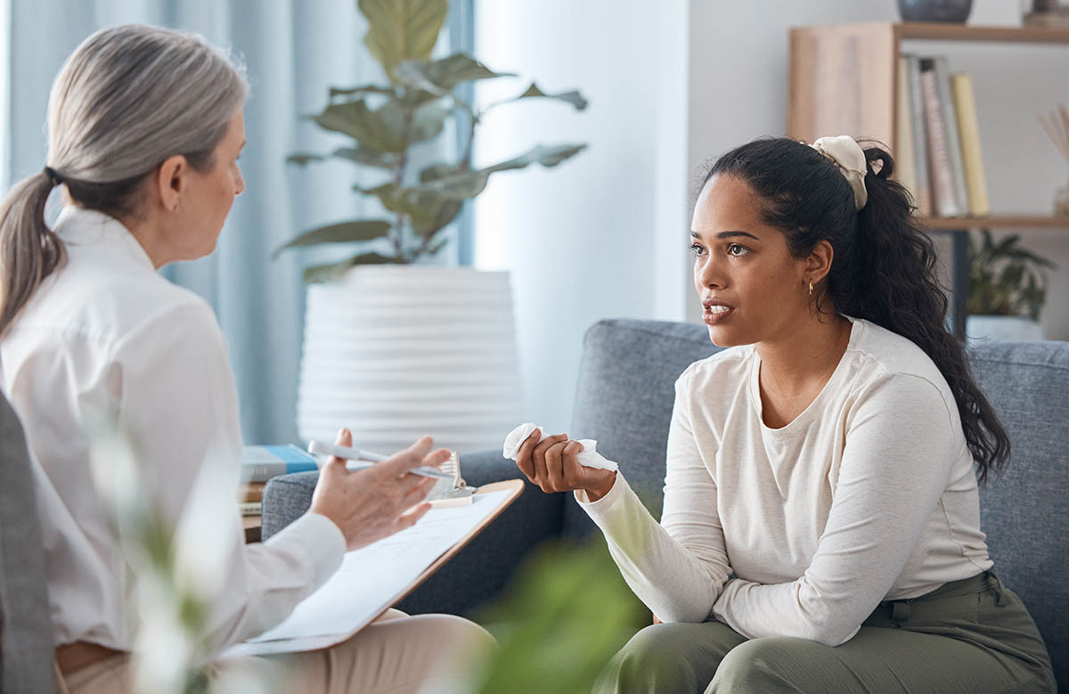 Two people discuss managing anger
