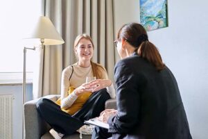 A woman in holistic addiction treatment