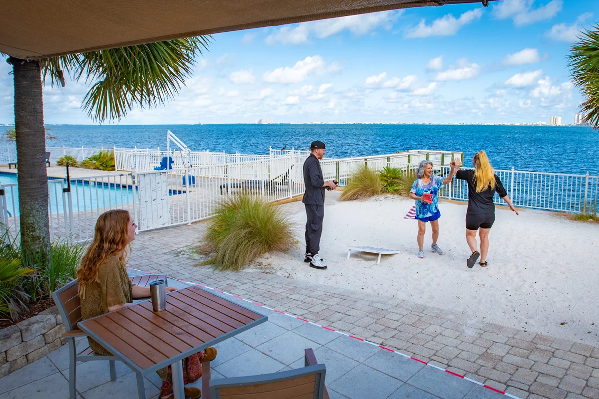 People standing on beach