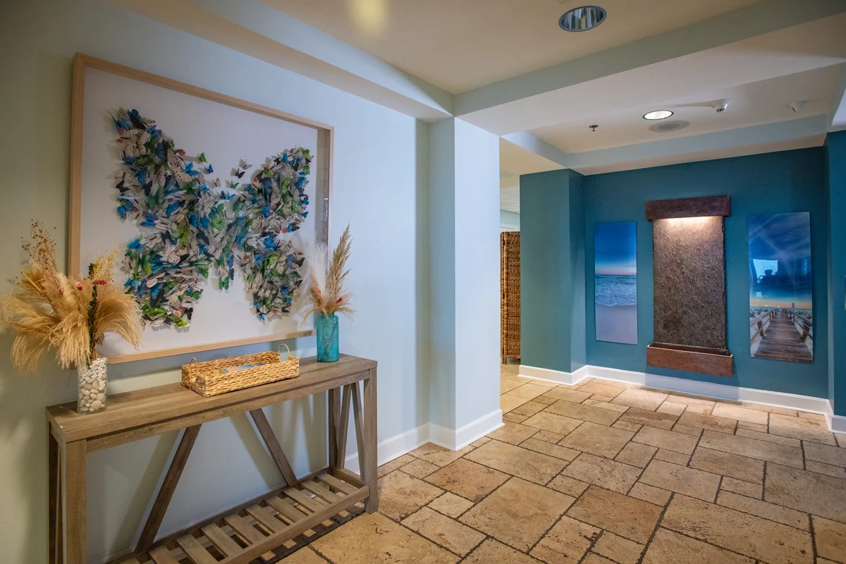 Hallway with butterfly art