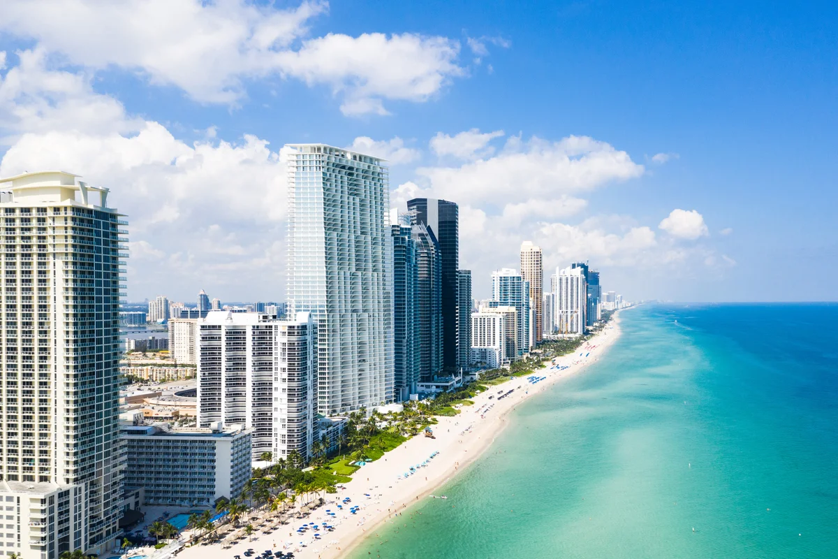 Buildings on beach coast